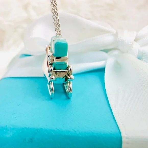 Tiffany & co blue enamel silver sled charm necklace - Picture 9 of 13